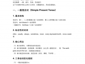 英语语法八大时态完整知识点汇总(6页PDF,含速查表和易混辨析)