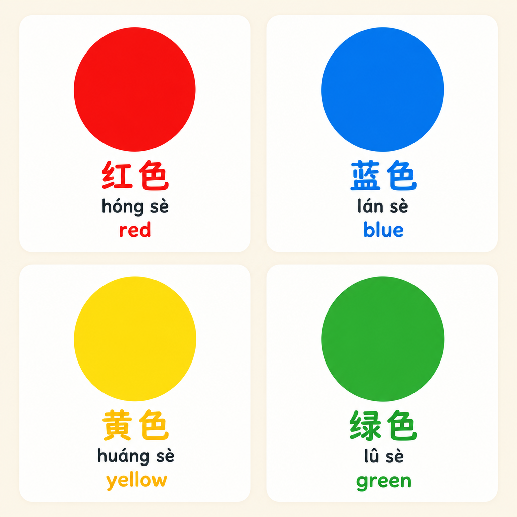 Printable Chinese Color Flashcards for Kids