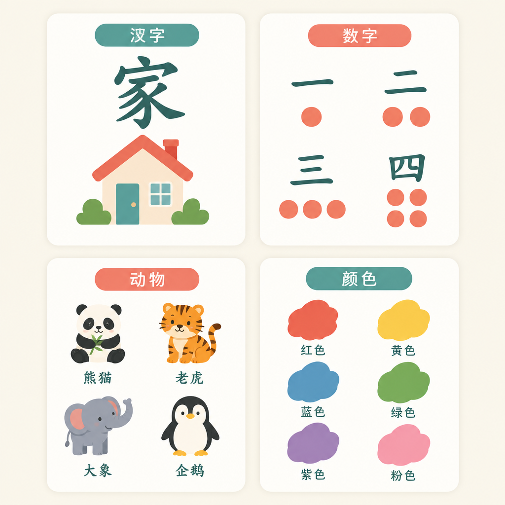 Chinese Flashcards with Pinyin and English Meanings
